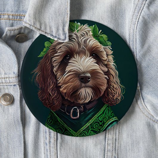 Cockapoo Hund in St. Patrick's Day Dress Button (Beispiel)