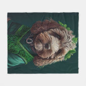 Cockapoo Hund in St. Patrick's Day Dress Fleecedecke (Vorderseite (Horizontal))