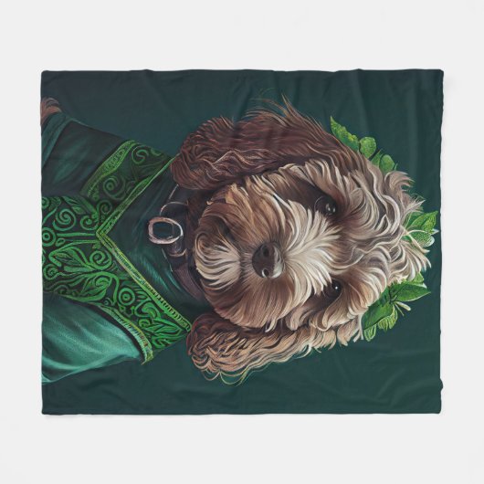 Cockapoo Hund in St. Patrick's Day Dress Fleecedecke (Vorderseite (Horizontal))