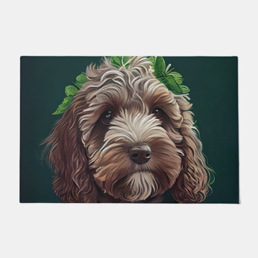Cockapoo Hund in St. Patrick's Day Dress Fußmatte (Vorderseite)