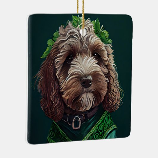 Cockapoo Hund in St. Patrick's Day Dress Keramikornament (Rechts)