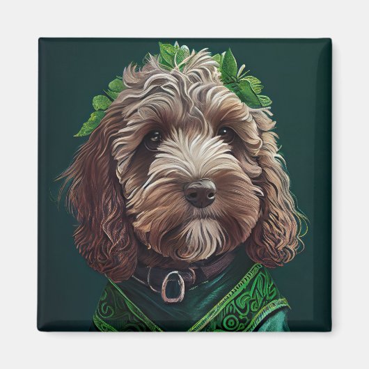 Cockapoo Hund in St. Patrick's Day Dress Magnet (Vorne)