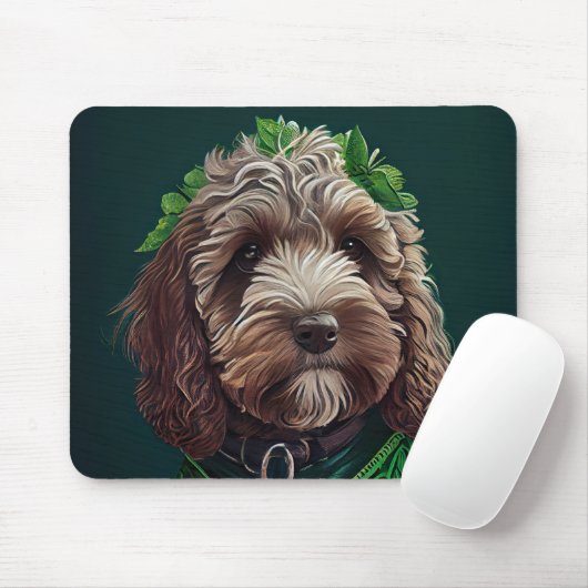 Cockapoo Hund in St. Patrick's Day Dress Mousepad (Mit Mouse)