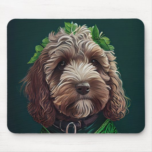 Cockapoo Hund in St. Patrick's Day Dress Mousepad (Vorne)