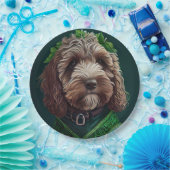 Cockapoo Hund in St. Patrick's Day Dress Pappteller (Party)