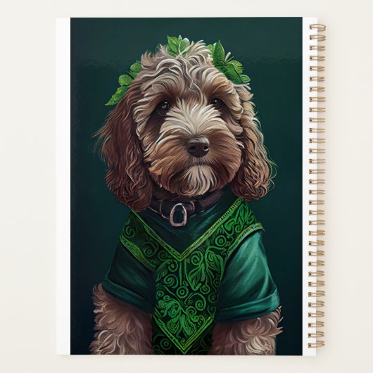 Cockapoo Hund in St. Patrick's Day Dress Planer (Rückseite)