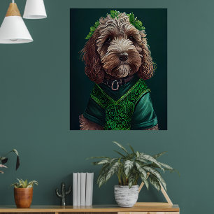 Cockapoo Hund in St. Patrick's Day Dress Poster