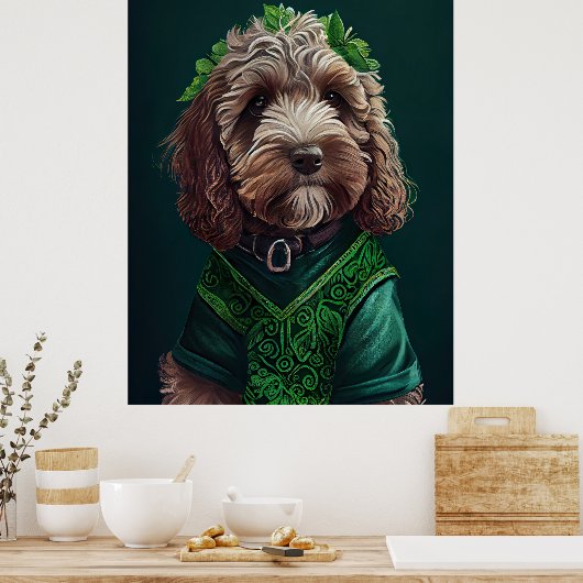 Cockapoo Hund in St. Patrick's Day Dress Poster (Küche)