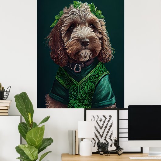 Cockapoo Hund in St. Patrick's Day Dress Poster (Heimbüro)