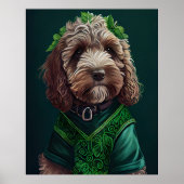 Cockapoo Hund in St. Patrick's Day Dress Poster (Vorne)