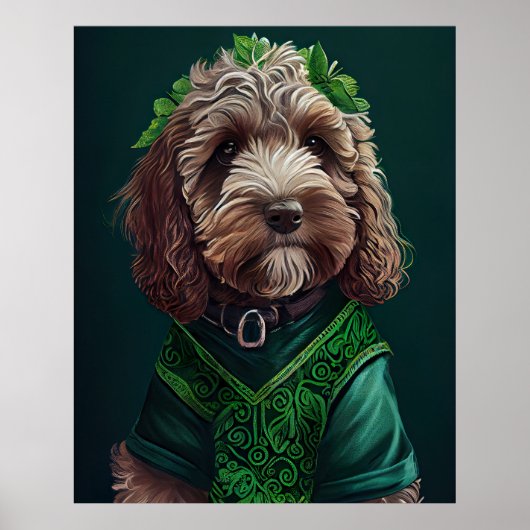 Cockapoo Hund in St. Patrick's Day Dress Poster (Vorne)
