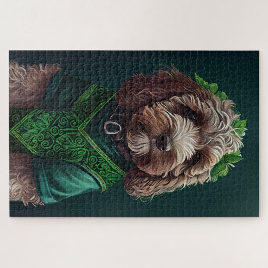 Cockapoo Hund in St. Patrick's Day Dress Puzzle (Horizontal)