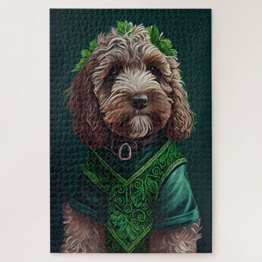 Cockapoo Hund in St. Patrick's Day Dress Puzzle (Vertikal)