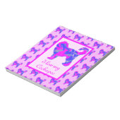 Cockapoo Hund Lover Pink & Blue Silhouette Notizblock (Rotiert)
