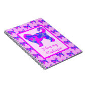 Cockapoo Hund Lover Pink & Blue Silhouette Notizblock (Rechte Seite)