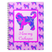 Cockapoo Hund Lover Pink & Blue Silhouette Notizblock (Vorderseite)