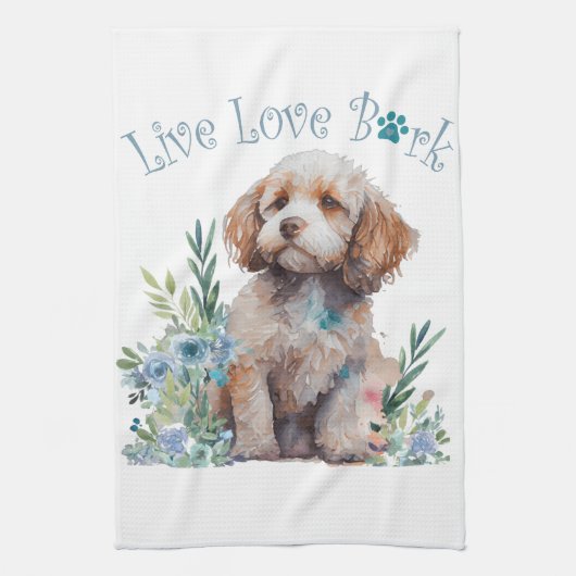 Cockapoo Hund Mama Floral Geschirrtuch (Vertikal)