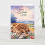 Cockapoo-Hund mit Wildblumen Beileid für Haustier Karte (Vorderseite)