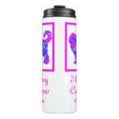 Cockapoo Hund Pink & Blue Silhouette Thermosbecher (Vorderseite)