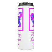 Cockapoo Hund Pink & Blue Silhouette Thermosbecher (Rückseite)