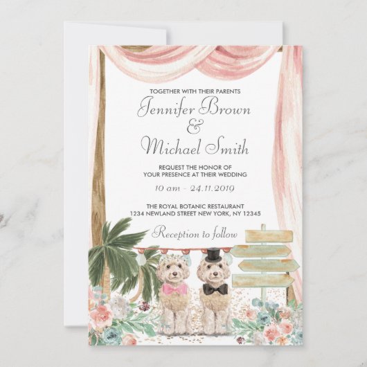 Cockapoo Hund Rustikal Einladung (Vorderseite)