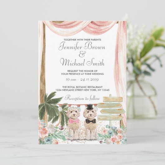 Cockapoo Hund Rustikal Einladung (Stehend Vorderseite)