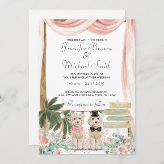 Cockapoo Hund Rustikal Einladung (Vorne/Hinten)