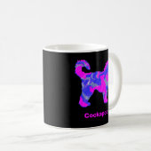 Cockapoo Hund Silhouette Crazy Hot Pink Black Kaffeetasse (VorderseiteRechts)