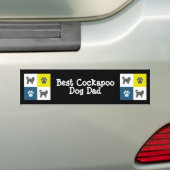 Cockapoo Hund Silhouette Gelb & Blau Grill Autoaufkleber (Auf Auto)