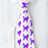 Cockapoo Hund Silhouette Rosa & Blau Abstrakt Krawatte