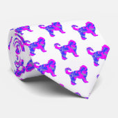 Cockapoo Hund Silhouette Rosa & Blau Abstrakt Krawatte (Gerollt)