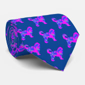 Cockapoo Hund Silhouette Rosa & Blau Dunkelblau Krawatte (Gerollt)