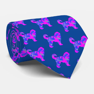 Cockapoo Hund Silhouette Rosa & Blau Dunkelblau Krawatte