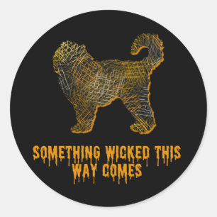 Cockapoo Hund Silhouette Spaß Halloween Runder Aufkleber