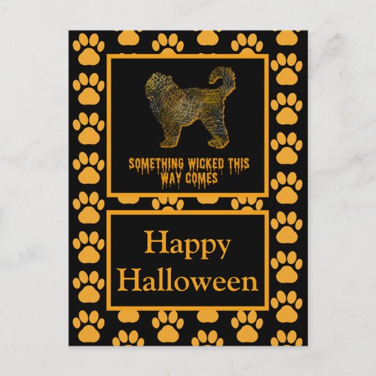 Cockapoo Hund Silhouette Spaß Orange Halloween Postkarte (Vorderseite)