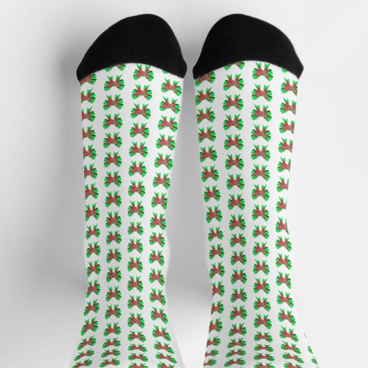 Cockapoo Hund Weihnachtsgebäck Silhouette Weiß Socken (Oben)