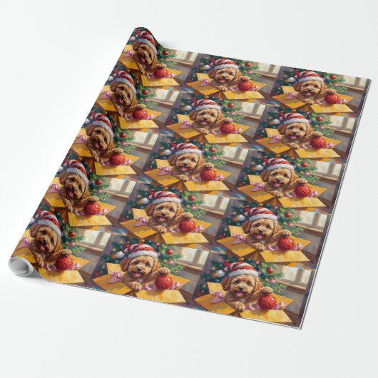 Cockapoo-Hund Weihnachtsgeschenkbox Überraschung Geschenkpapier (Ungerollt)