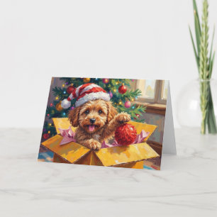Cockapoo-Hund-Weihnachtsgeschenkbox-Überraschung Karte