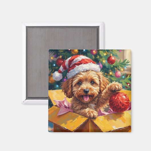 Cockapoo-Hund Weihnachtsgeschenkbox Überraschung Magnet (Vorderseite/Rückseite)