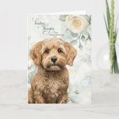 Cockapoo Hund Weiße Rosen und Salbeigrün Gute Bess Karte (Vorderseite)