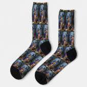Cockapoo-Hund - Whimsical Halloween-Malerei Socken (Linkes Detail)
