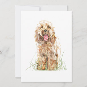 Cockapoo-Hunde-Grußkarte – Wasserfarben-Tierkunst Karte