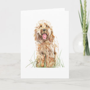 Cockapoo-Hunde-Grußkarte – Wasserfarben-Tierkunst Karte