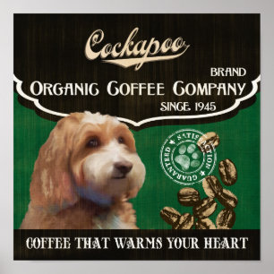 Cockapoo-Hunde-Kunstposter - Organische Kaffeegese Poster