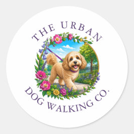 Cockapoo-Hunde-Spaziergang-Tagesbetreuung Runder Aufkleber