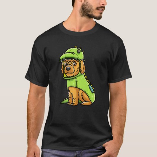 Cockapoo-Hunde-Spoodle in Dinosaurier Kostümprämie T-Shirt (Vorderseite)