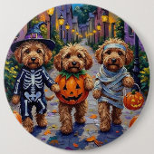Cockapoo Hunde Trick-oder-Treating Halloween-Kostü Button (Vorderseite)