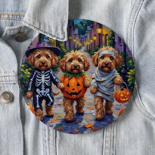 Cockapoo Hunde Trick-oder-Treating Halloween-Kostü Button (Beispiel)