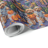 Cockapoo Hunde Trick-oder-Treating Halloween-Kostü Geschenkpapier (Rolleneckpunkt)