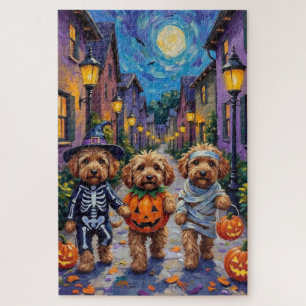 Cockapoo Hunde Trick-oder-Treating Halloween-Kostü Puzzle